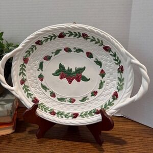 Vintage Papel Giftware Berry Pickin Serving Platter Strawberry Tray Vintage